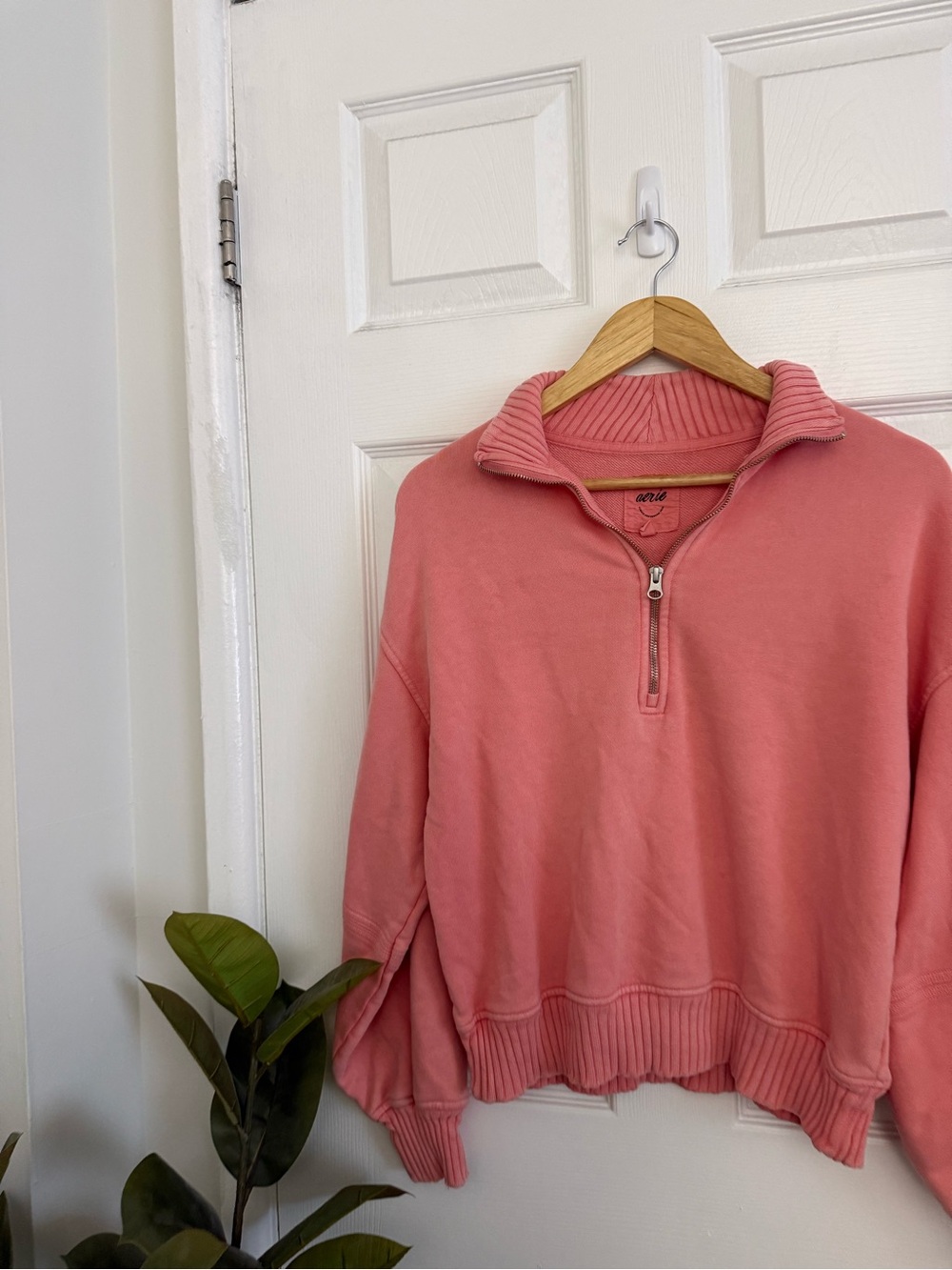 Aerie Pink Quarter-Zip Pullover Sweatshirt - Picture 4 of 6